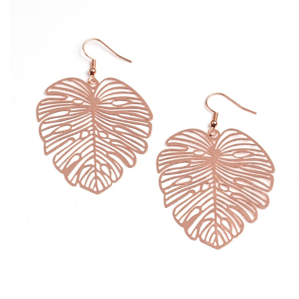 Copper leaf earrings